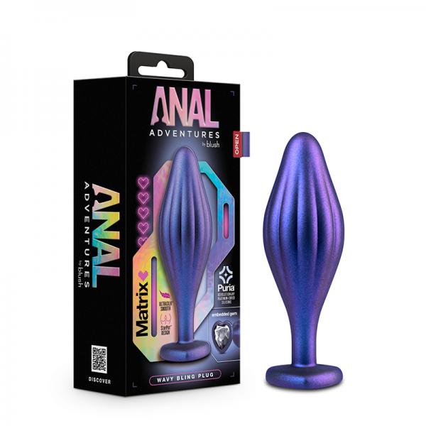 Anal Adventures Matrix Wavy Bling Plug Sapphire Sex Toy Product