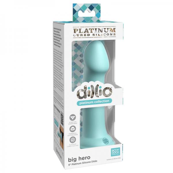 Dillio Platinum Big Hero Silicone Dildo 6 In. Teal Sex Toy Product