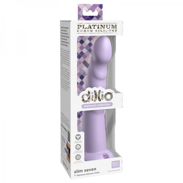 Dillio Platinum Slim Seven Silicone Dildo 7 In. Purple Sex Toy Product