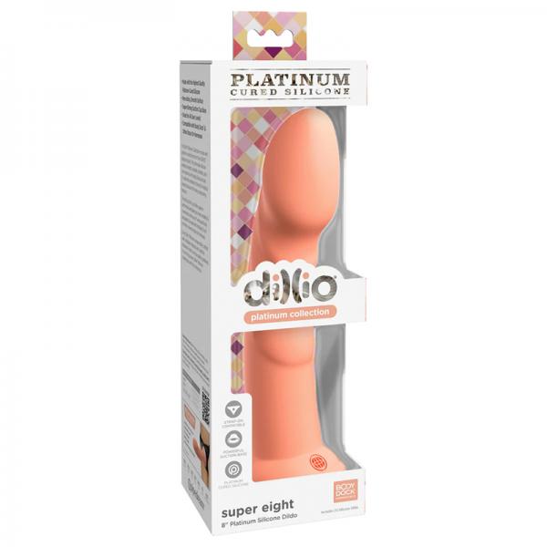 Dillio Platinum Super Eight Silicone Dildo 8 In. Peach Sex Toy Product