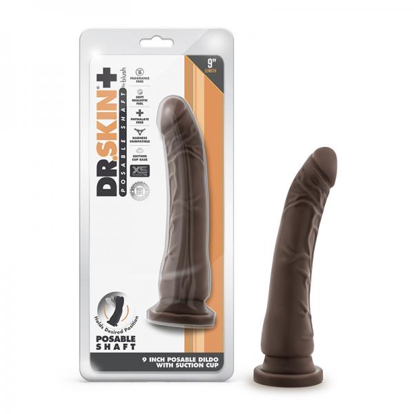Dr. Skin Plus Posable Dildo 9 In. Chocolate Sex Toy Product