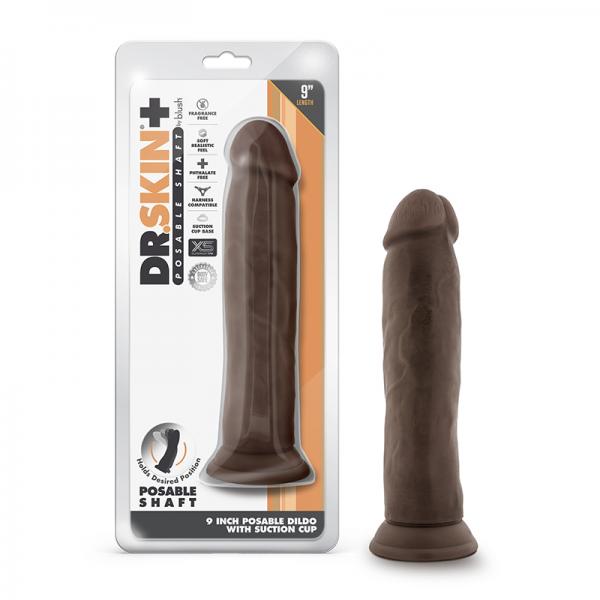 Dr. Skin Plus Posable Thick Dildo 9 In. Chocolate Sex Toy Product