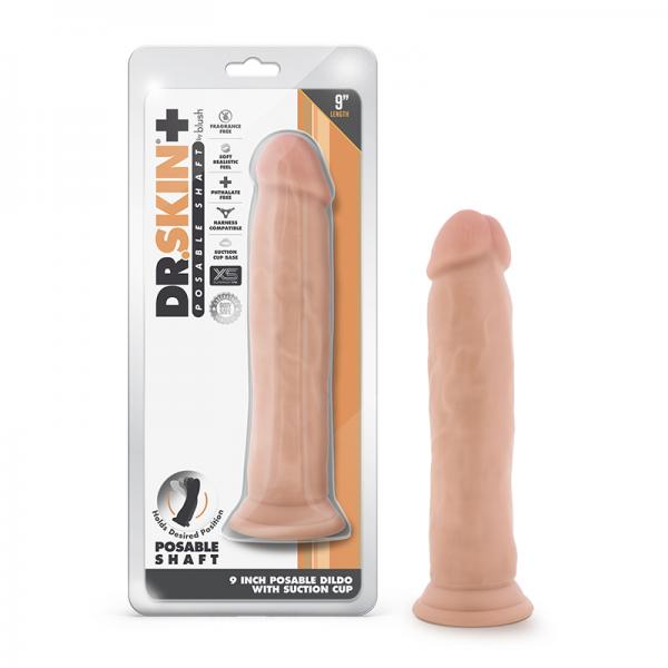 Dr. Skin Plus Posable Thick Dildo 9 In. Vanilla Sex Toy Product