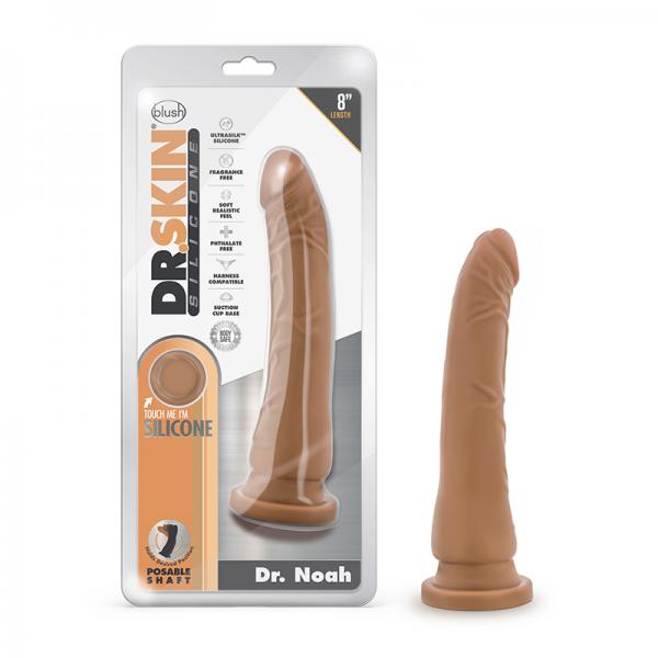Dr. Skin Silicone Dr. Noah Dong With Suction Cup 8 In. Mocha Sex Toy Product
