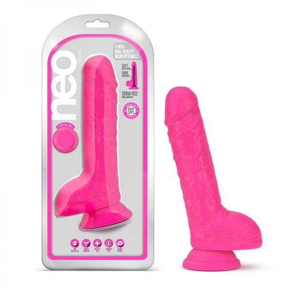 Neo Dual Density Dildo 9 In. Neon Pink Sex Toy Product