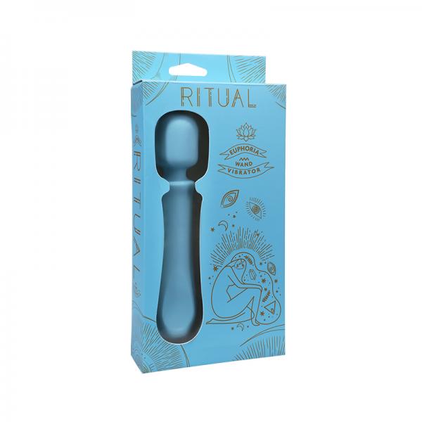 Ritual Euphoria Rechargeable Silicone Wand Vibe Blue Sex Toy Product