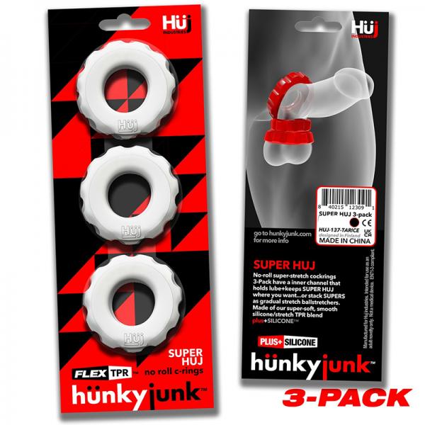 Hunkyjunk Superhuj 3-pack Cockrings White Ice Sex Toy Product