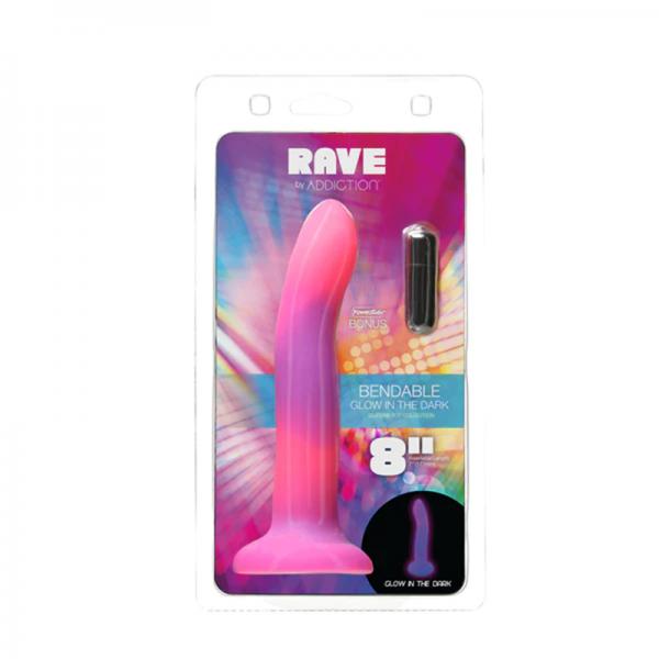 Addiction Rave Dong 8 In. G.i.t.d. Pink Sex Toy Product