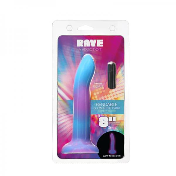 Addiction Rave Dong 8 In. G.i.t.d. Purple Sex Toy Product