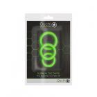 Ouch! Glow 3-piece Cock Ring Set - Glow In The Dark - Green Sex Toy Product