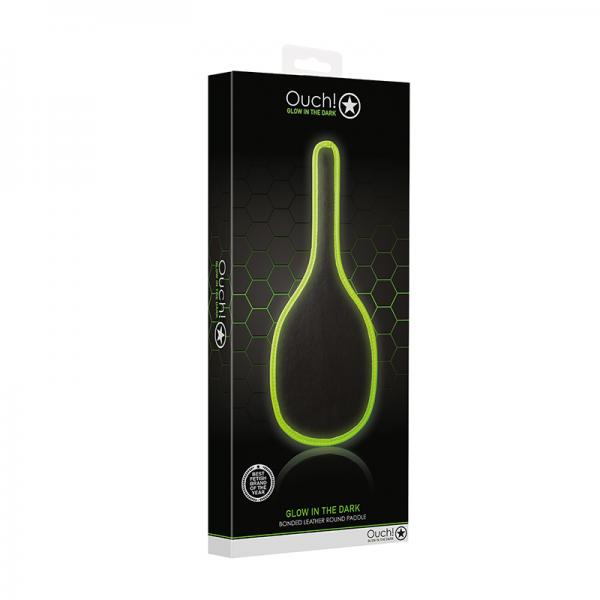 Ouch! Glow Round Paddle - Glow In The Dark - Green Sex Toy Product