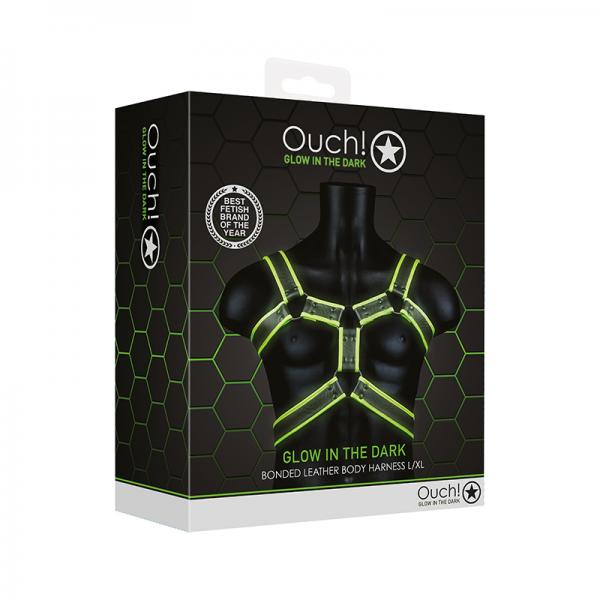 Ouch! Glow Body Harness - Glow In The Dark - Green - L/xl Sex Toy Product