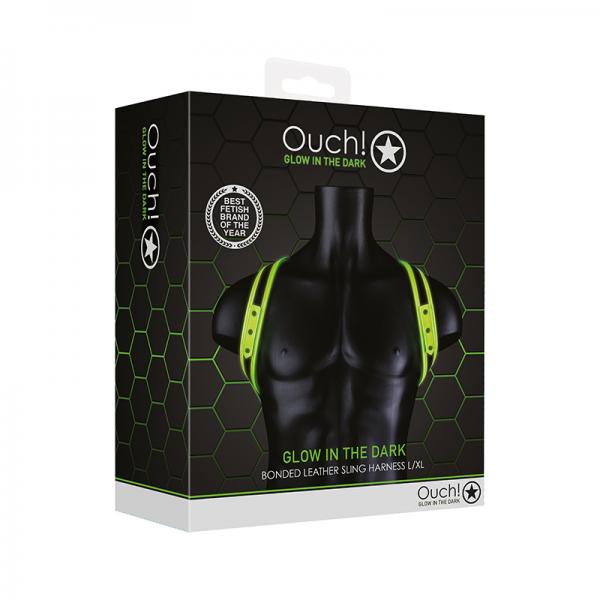 Ouch! Glow Sling Harness - Glow In The Dark - Green - L/xl Sex Toy Product