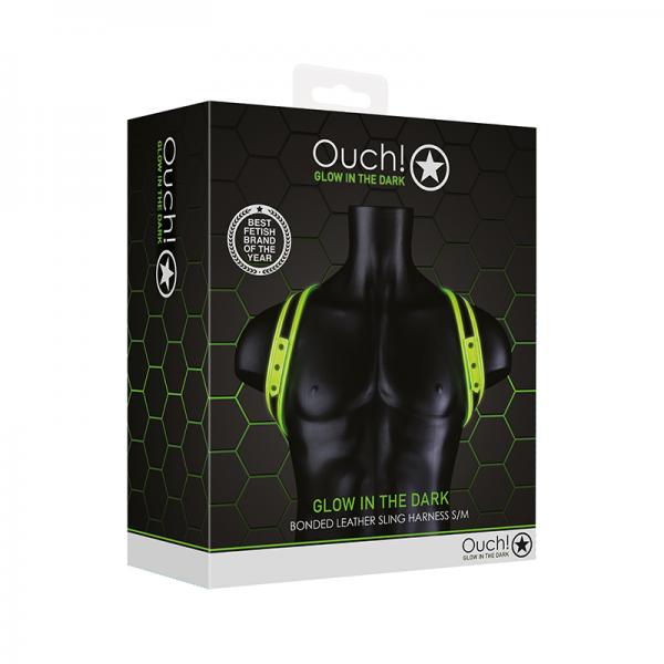 Ouch! Glow Sling Harness - Glow In The Dark - Green - S/m Sex Toy Product