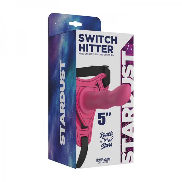 Stardust Switch Hitter Silicone Strap-on Dildo With Harness 5 In. Pink Sex Toy Product
