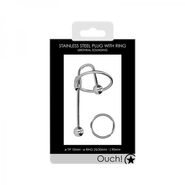 Ouch! Urethral Sounding - Metal Plug With Ring - 10 Mm Sex Toy Product