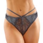 Kalina Velvet Strappy Cut-out Thong With Keyhole Back Gray S/m Sex Toy Product