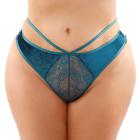 Kalina Velvet Strappy Cut-out Thong With Keyhole Back Teal Queen Sex Toy Product
