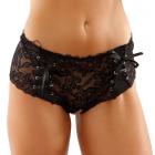 Magnolia Crotchless Lace Boyshort With Lace-up Panel Details Black S/m Sex Toy Product