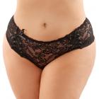 Magnolia Crotchless Lace Boyshort With Lace-up Panel Details Black Queen Sex Toy Product