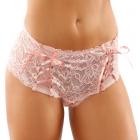 Magnolia Crotchless Lace Boyshort With Lace-up Panel Details Light Pink L/xl Sex Toy Product