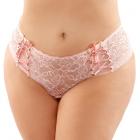Magnolia Crotchless Lace Boyshort With Lace-up Panel Details Light Pink Queen Sex Toy Product