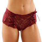 Magnolia Crotchless Lace Boyshort With Lace-up Panel Details Garnet S/m Sex Toy Product