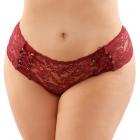 Magnolia Crotchless Lace Boyshort With Lace-up Panel Details Garnet Queen Sex Toy Product