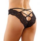 Ivy Lace Bikini Panty With Lattice Cut-out Back Black L/xl Sex Toy Product