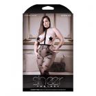 Sheer Starry Eyed Crotchless Harness Stockings & Star Pasties Set Black Queen Sex Toy Product