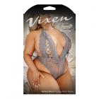 Vixen Perfect Storm Lace Plunge Teddy With Lace-up Detail Gray Queen Sex Toy Product