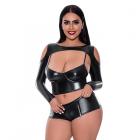Magic Silk Liquid Onyx Camisole, Longsleeve Shrug & Short Set Black Queen Sex Toy Product