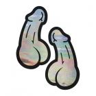 Pastease Penis: Holographic Silver Dick Nipple Pasties Sex Toy Product