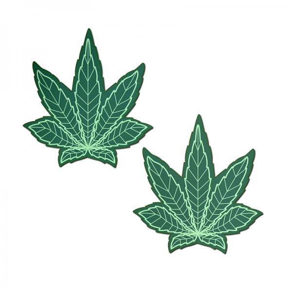 Pastease Indica Pot Leaf: Green Weed Nipple Pasties Sex Toy Product