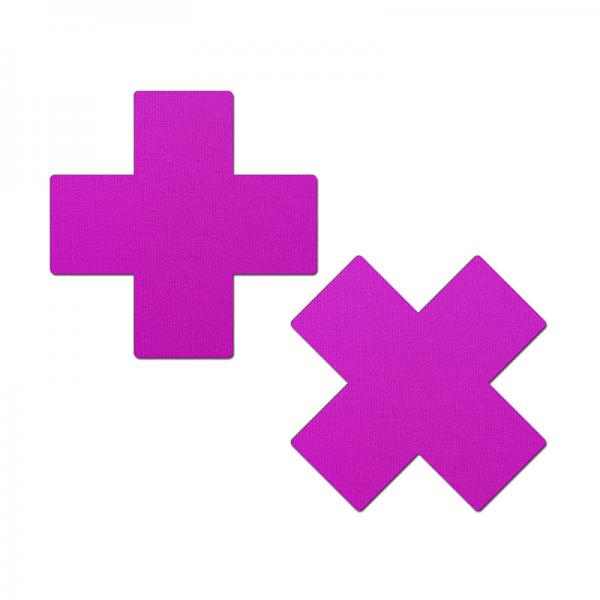Pastease Plus X: Neon Purple Cross Nipple Pasties Sex Toy Product