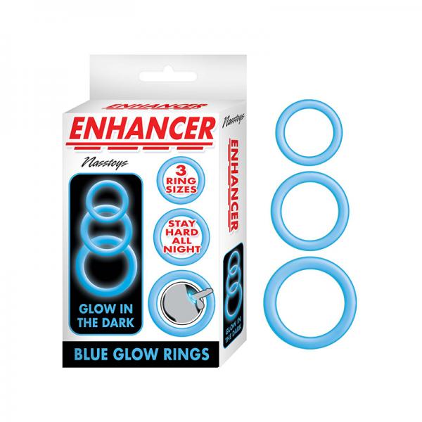 Enhancer Blue Glow Rings Set Of 3 Sex Toy Product