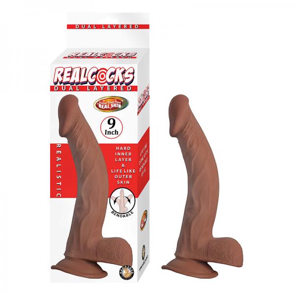 Realcocks Dual Layered 9 In. Brown Sex Toy Product