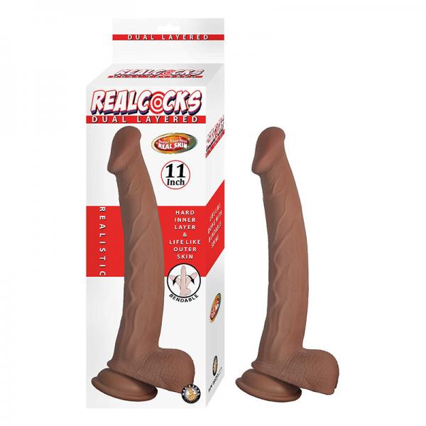 Realcocks Dual Layered 11 In. Brown Sex Toy Product