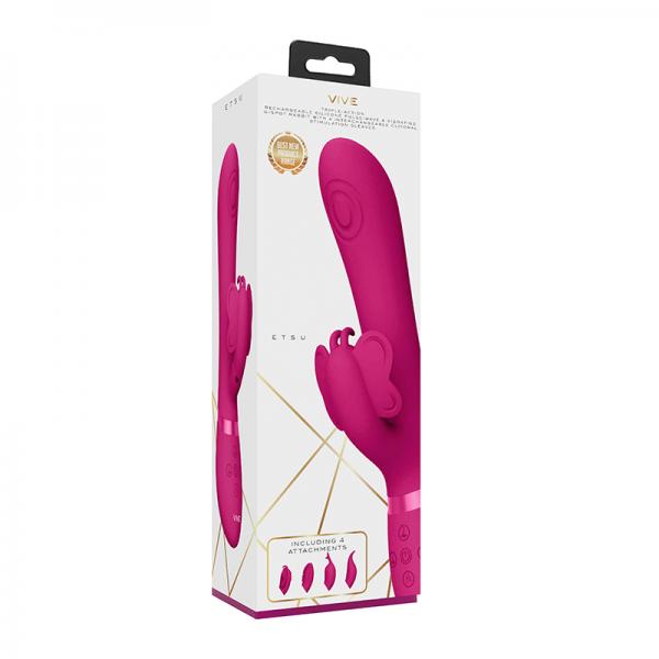 Vive Etsu Rechargeable Pulse-wave Silicone Rabbit Vibrator With Interchangeable Clitoral Sleeves Pin Sex Toy Product