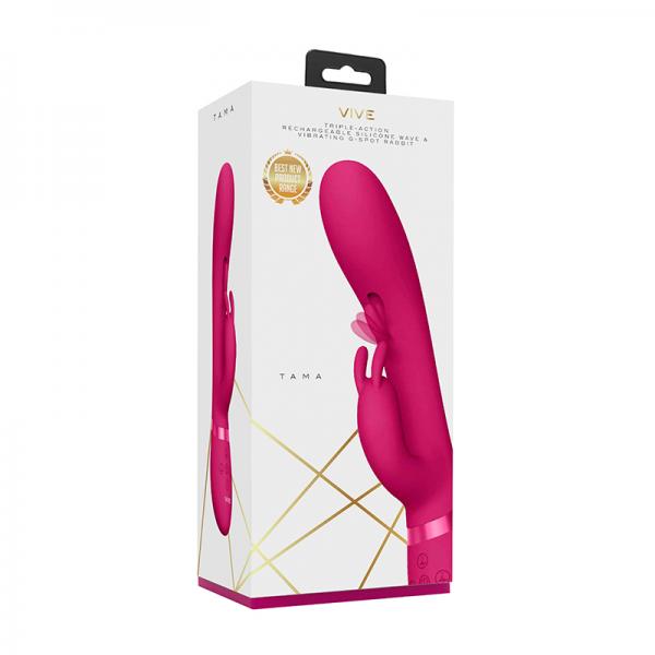 Vive Tama Rechargeable Wave Silicone Rabbit Vibrator Pink Sex Toy Product