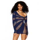 Dreamgirl Stripey One-shoulder Fishnet Chemise Nocturnal O/s Sex Toy Product