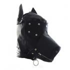 Ple'sur Locking Lace-up Faux Leather Dog Hood Mask With Zipper Mouth Black Sex Toy Product