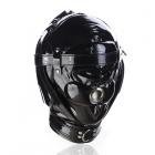 Ple'sur Shiny Pleather Locking Deprivation Hood With Single Nose Hole Black Sex Toy Product