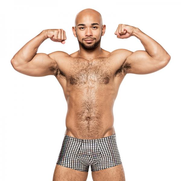 Male Power Disco Desire Mini Short Black/silver Xl Sex Toy Product