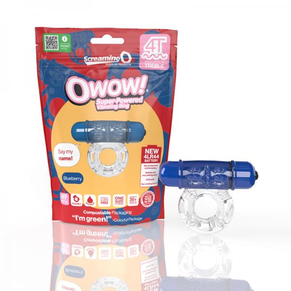 Screaming O 4t Owow Vibrating Cockring Blueberry Sex Toy Product