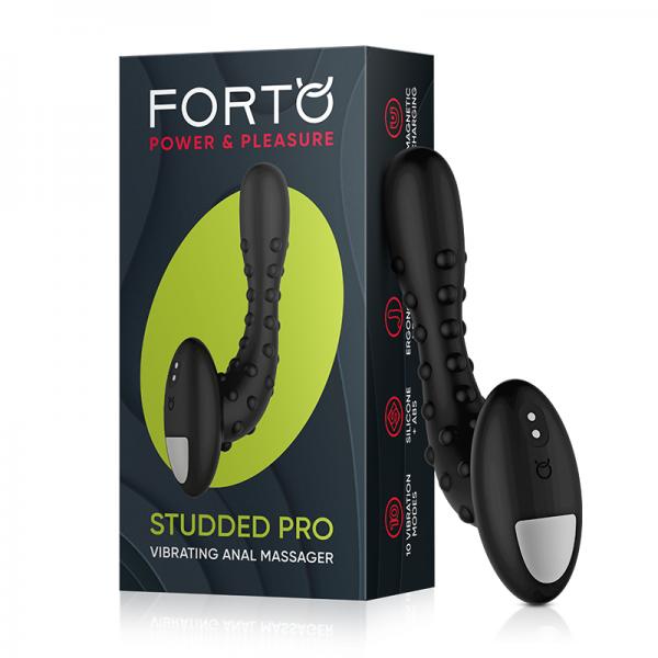 Forto Studded Pro Vibrating Massager Black Sex Toy Product
