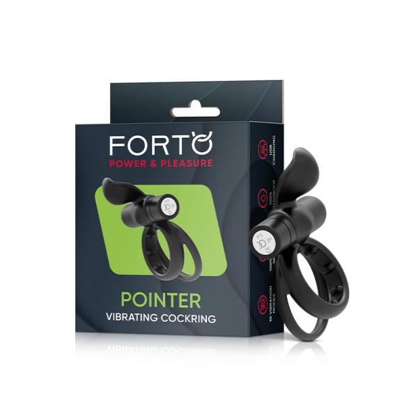 Forto Pointer Vibrating Cockring Black Sex Toy Product