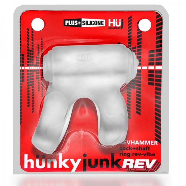Hunkyjunk Revhammer Cock & Shaft Ring With Bullet Vibrator Clear Ice Sex Toy Product