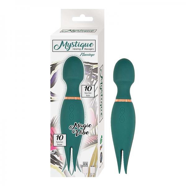 Nasstoys Mystique Magic Vibe Rechargeable Dual Ended Silicone Wand Vibrator Green Sex Toy Product