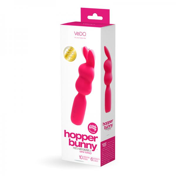 Vedo Hopper Bunny Rechargeable Silicone Mini Wand Vibrator Pink Sex Toy Product